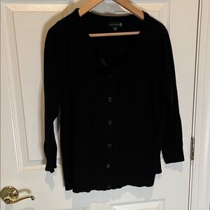 Evan Picone Black Button-Front Women's Cardigan